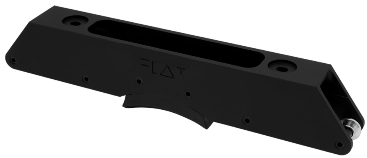 Flat AP aggressive inline skate frame at the side with the FLAT logo in black colour